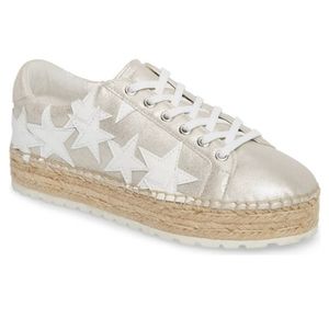 Marc Fisher Maevel Leather Lace-up Espadrille Platform Sneakers